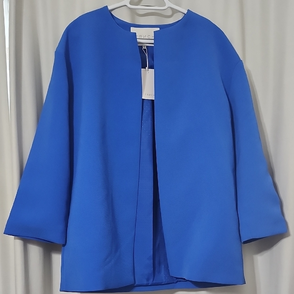 FRNCH Blue Blazer Modern Collarless Design